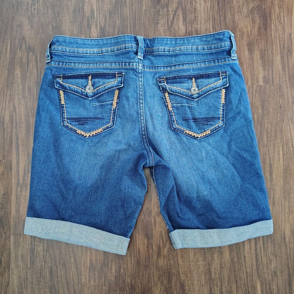 a.n.a Denim Jean Shorts Womens 8P Petite Cuffed Stretch Mid Rise Blue Casual - Picture 3 of 4